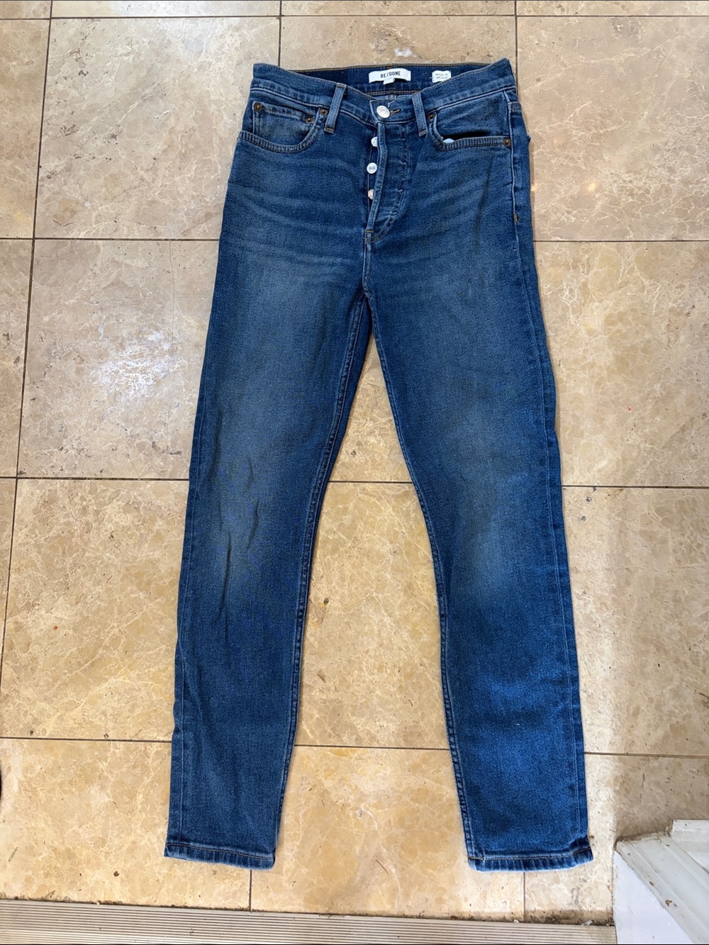Re/Done Women's Skinny Jeans in Dark Blue Denim